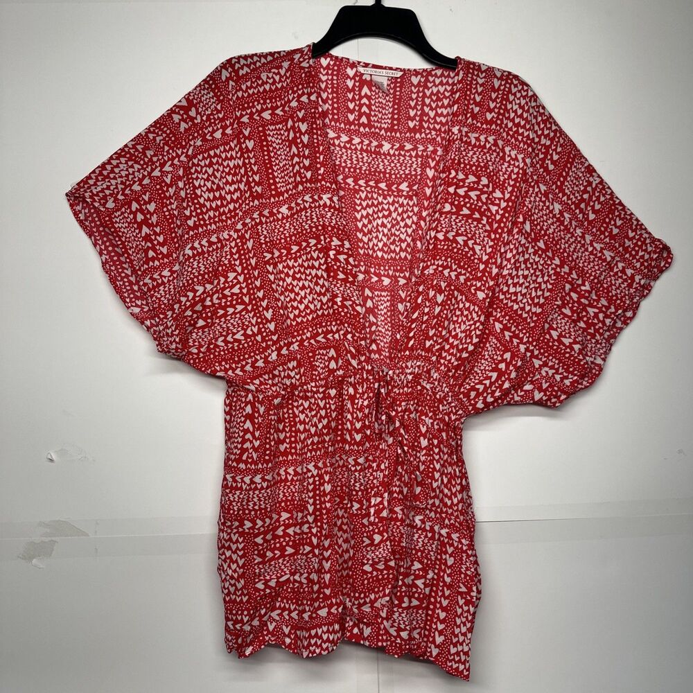 Victoria’s Secret Heart Print Robe Red One Size EUC